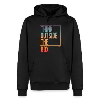 Think outside the Box - Männer Premium Bio Hoodie - Schwarz - Vorne - Nico (187cm)