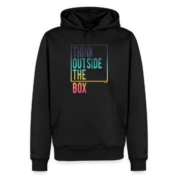 Think outside the Box - Männer Premium Bio Hoodie - Schwarz - Vorne - Nico (187cm)