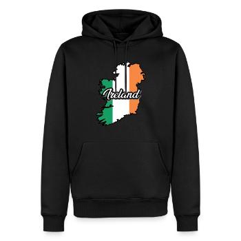 Irland Flagge Karte, patriotische Inschrift, Land. - Männer Premium Bio Hoodie - Schwarz - Vorne - Nico (187cm)