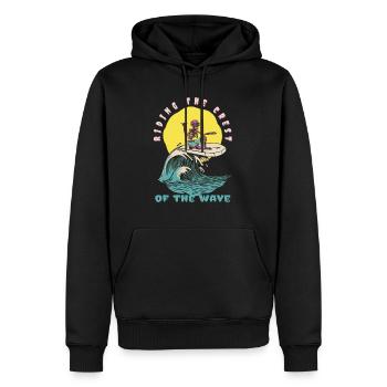 Chevaucher la crête de la vague Cool Retro Surfer - Sweat à capuche Premium bio Homme - noir - Devant - Nico (187cm)