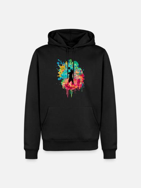 Volleyball Schmettern PopArt - Männer Premium Bio Hoodie - Schwarz