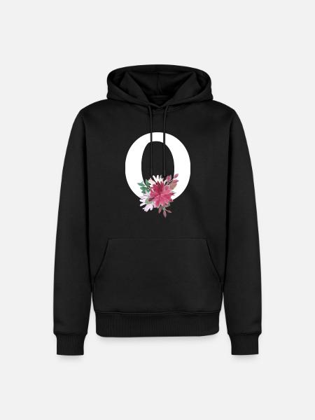 Floral letter - Men’s Premium Organic Hoodie - black