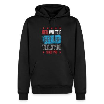 4. Juli Rot, weiß und besser als du seit 1776 - Männer Premium Bio Hoodie - Schwarz - Vorne - Nico (187cm)
