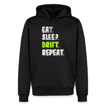 Eat Sleep Drift Wiederholung | Auto-Driften - Männer Premium Bio Hoodie - Schwarz - Vorne - Nico (187cm)