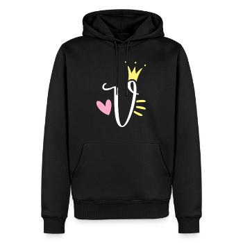 Letter V Initial Letter Crown - Men’s Premium Organic Hoodie - black - Front - Nico (187cm)