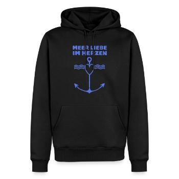 Meer Liebe im Herzen - Männer Premium Bio Hoodie - Schwarz - Vorne - Nico (187cm)