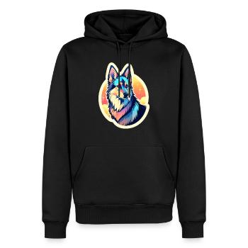 Illustration de berger allemand - Sweat à capuche Premium bio Homme - noir - Devant - Nico (187cm)