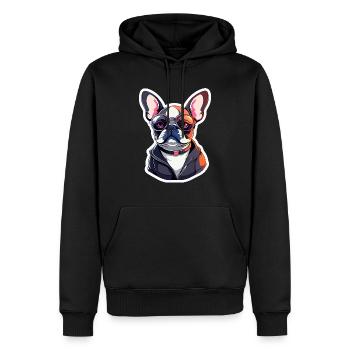 Französische Bulldogge Hund Illustration - Männer Premium Bio Hoodie - Schwarz - Vorne - Nico (187cm)
