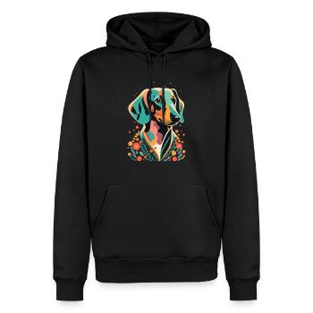 Dackel Minimalistisch elegant - Männer Premium Bio Hoodie - Schwarz - Vorne - Nico (187cm)