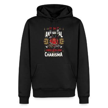 23F 0209 sw - Männer Premium Bio Hoodie - Schwarz - Vorne - Nico (187cm)