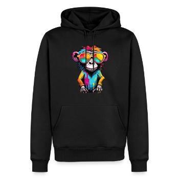 Affe / Tier / Zoo / Babian / Wild / Comic - Männer Premium Bio Hoodie - Schwarz - Vorne - Nico (187cm)