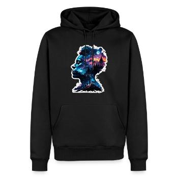Silhouette / Wald / Porträt / Bäume / Person - Männer Premium Bio Hoodie - Schwarz - Vorne - Nico (187cm)
