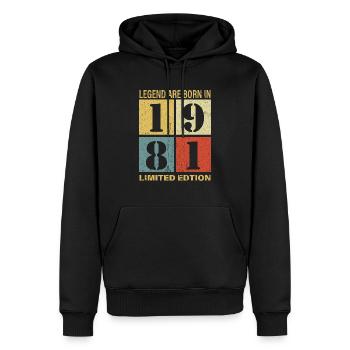 Original Calendrier 1981 Vintage anniversaire rétr - Sweat à capuche Premium bio Homme - noir - Devant - Nico (187cm)