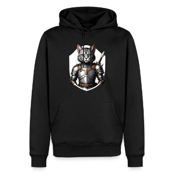 Cat Ritter Knight Katze Geschenk Mittelalter - Männer Premium Bio Hoodie - Schwarz - Vorne - Nico (187cm)