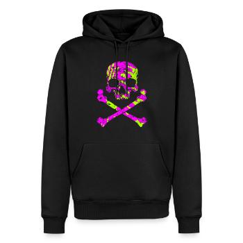 Crâne avec os - Sweat à capuche Premium bio Homme - noir - Devant - Nico (187cm)