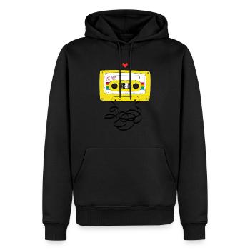 Kassette & Stift - Männer Premium Bio Hoodie - Schwarz - Vorne - Nico (187cm)