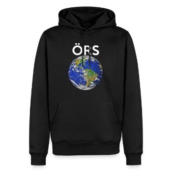Earth English TH tee-aitch ÖRS Globe Planet - Sweat à capuche Premium bio Homme - noir - Devant - Nico (187cm)