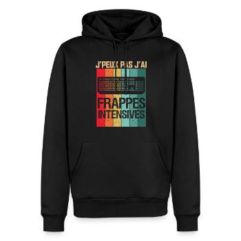 Jeux Vidéo Citation Drôle Frappes Intensives - Sweat à capuche Premium bio Homme - noir - Devant - Nico (187cm)