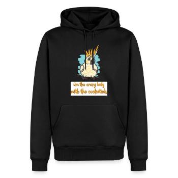 Cockatiel amant | Cadeau d’oiseau de compagnie - Sweat à capuche Premium bio Homme - noir - Devant - Nico (187cm)