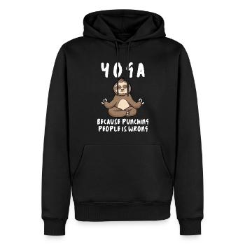 Yoga Because Punching People Is Wrong Sloth - Männer Premium Bio Hoodie - Schwarz - Vorne - Nico (187cm)