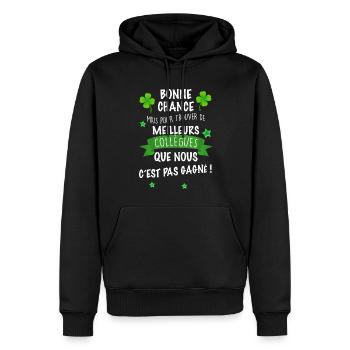 Collègue bonne chance - Sweat à capuche Premium bio Homme - noir - Devant - Nico (187cm)