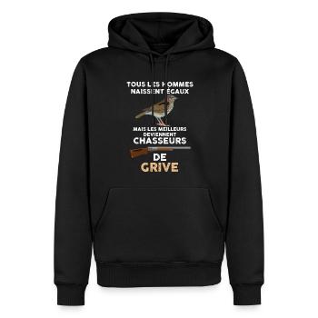 Chasse grive homme chasseur - Sweat à capuche Premium bio Homme - noir - Devant - Nico (187cm)
