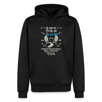 Parrain Motard Idée Cadeau Le Meilleur Du Monde - Sweat à capuche Premium bio Homme - noir - Devant - Nico (187cm)