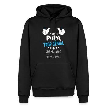 Je Suis Un Papa Trop Génial Idée Cadeau Père - Sweat à capuche Premium bio Homme - noir - Devant - Nico (187cm)
