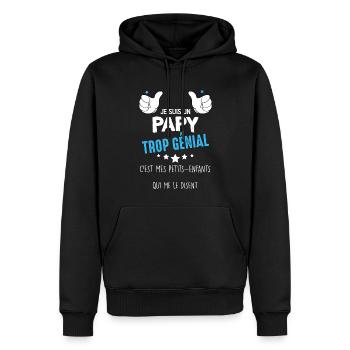 Trop Génial Mon Papy - Sweat à capuche Premium bio Homme - noir - Devant - Nico (187cm)