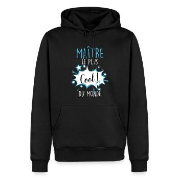 Maitre le plus cool du monde Instituteur - Sweat à capuche Premium bio Homme - noir - Devant - Nico (187cm)