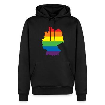 Rainbow Connection Embrace, Happy Pride - Männer Premium Bio Hoodie - Schwarz - Vorne - Nico (187cm)