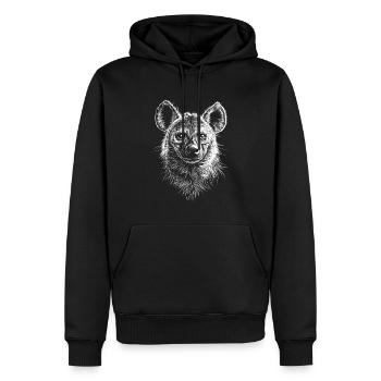 Hyène, Hyène tachetée, Portrait, Faune, Afrique, Animaux - Sweat à capuche Premium bio Homme - noir - Devant - Nico (187cm)