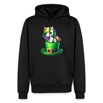 Süßes Einhorn St. Patrick's Day Kleeblatt - Männer Premium Bio Hoodie - Schwarz - Vorne - Nico (187cm)