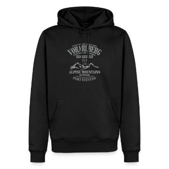 Vorarlberg - Austria - Österreich - Männer Premium Bio Hoodie - Schwarz - Vorne - Nico (187cm)