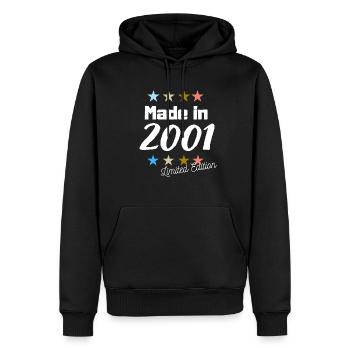 Fabriqué en 2001 Édition Limitée Vintage Anniversaire - Sweat à capuche Premium bio Homme - noir - Devant - Nico (187cm)