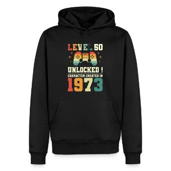 Level 50 Anniversary Gamer 50 Jahre - Männer Premium Bio Hoodie - Schwarz - Vorne - Nico (187cm)