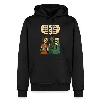 I'm leaving - Oscar the zombie makes me feel alive - Men’s Premium Organic Hoodie - black - Front - Nico (187cm)