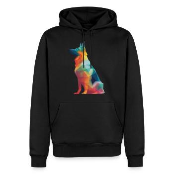 German Shepherd Low Poly Art Desing Colorful - Men’s Premium Organic Hoodie - black - Front - Nico (187cm)