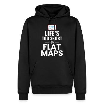 Das Leben ist zu kurz für flache Karten Weltkarte GIS - Männer Premium Bio Hoodie - Schwarz - Vorne - Nico (187cm)