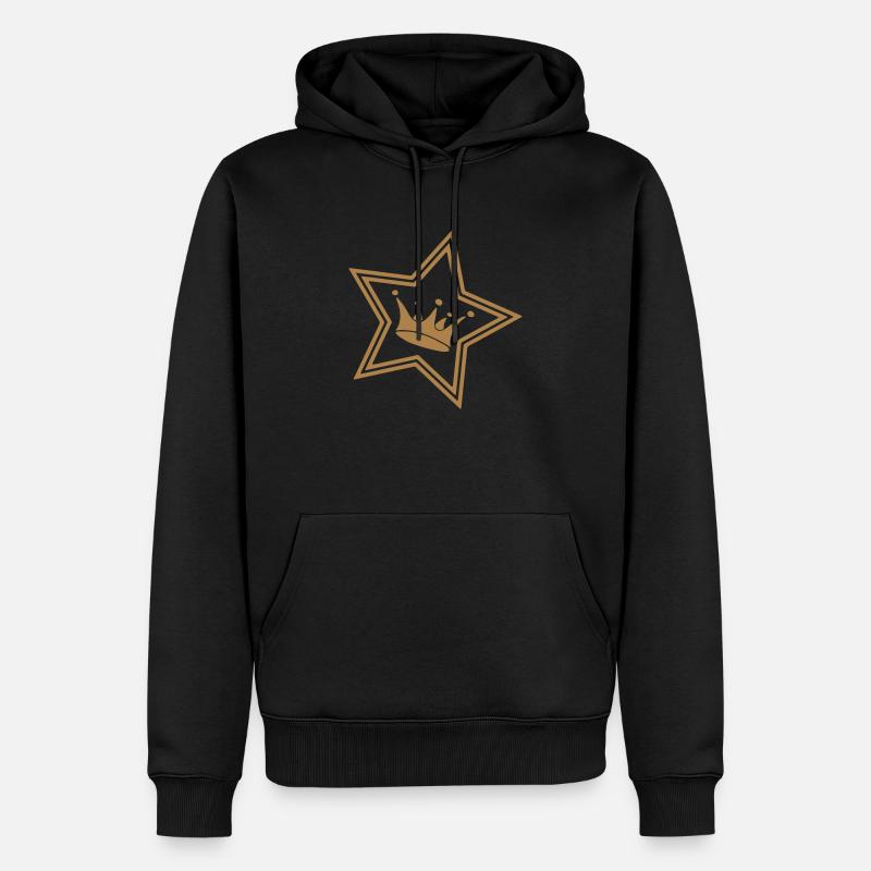 couronne, or, star, crown - Sweat à capuche Premium bio Homme - noir