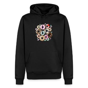 Donuts - Sweat à capuche Premium bio Homme - noir - Devant - Nico (187cm)