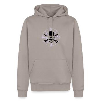 windrose_skull_02_a_2c - Sweat à capuche Premium bio Homme - taupe - Devant - Nico (187cm)