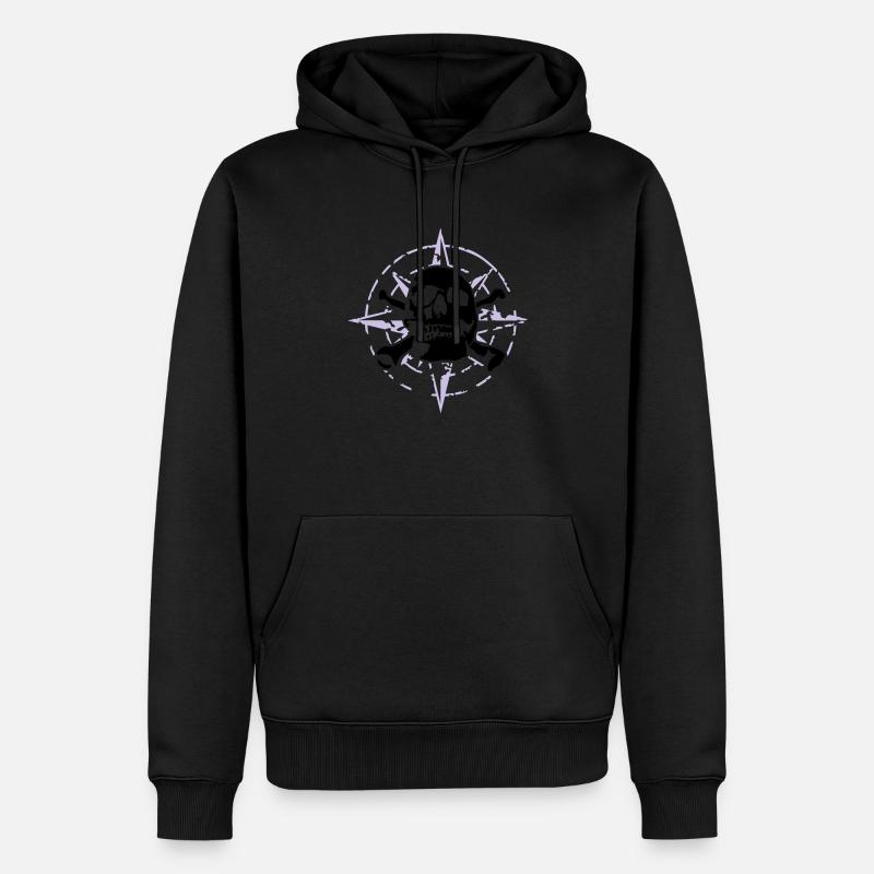 windrose_skull_02_d_3c - Männer Premium Bio Hoodie - Schwarz