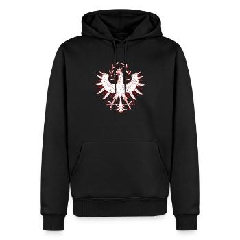 Tirol - Männer Premium Bio Hoodie - Schwarz - Vorne - Nico (187cm)