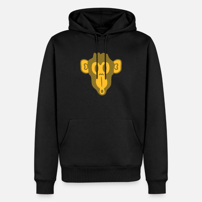 Surpris singe drôle curieux - Sweat à capuche Premium bio Homme - noir