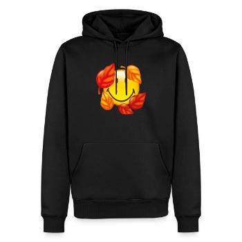 Smiley Autumn - Men’s Premium Organic Hoodie - black - Front - Nico (187cm)