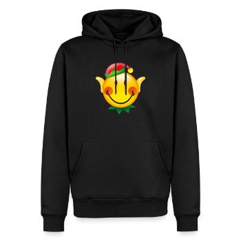 Smiley Glossy Christmas Elf - Sweat à capuche Premium bio Homme - noir - Devant - Nico (187cm)