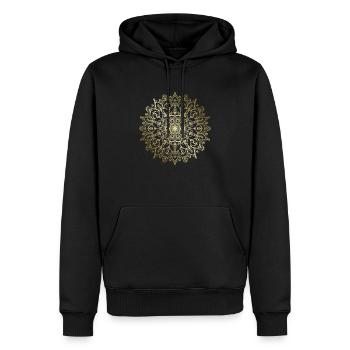 Mandala détaillé d'or - Sweat à capuche Premium bio Homme - noir - Devant - Nico (187cm)