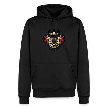king könig petanque sport logo flügel puffer - Männer Premium Bio Hoodie - Schwarz - Vorne - Nico (187cm)