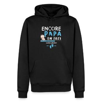 Encore Papa En 2023 Veuillez Patientez - Sweat à capuche Premium bio Homme - noir - Devant - Nico (187cm)